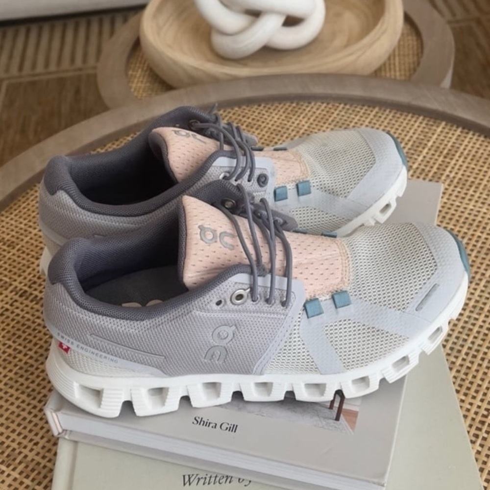 On Running Cloud Sneakers in Gray and Pink 5W